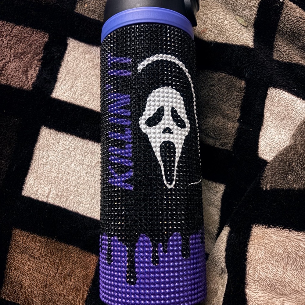 Black and Purple Beaded Art Bottle